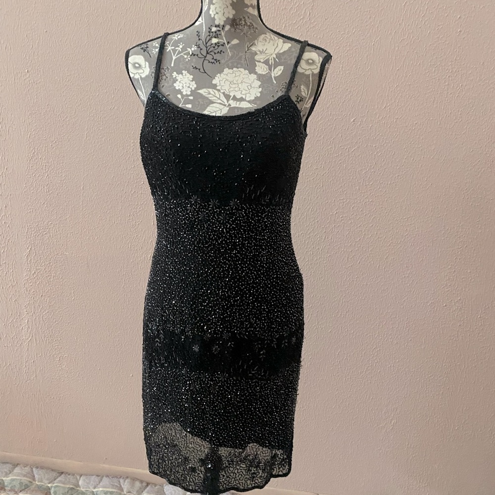 Heavily beaded LITTLE BLACK DRESS